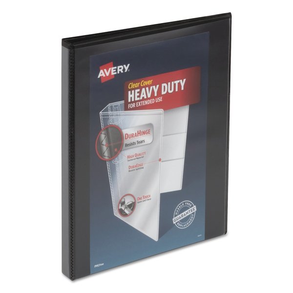 Avery HD View Binder w/DuraHinge and Locking One Touch Slant Rings, 1/2", Blk 79766